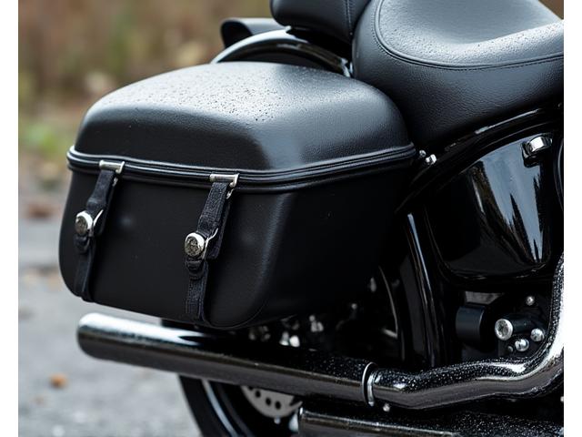 Thunder Pro Waterproof Saddlebags on a classic cruiser motorcycle.